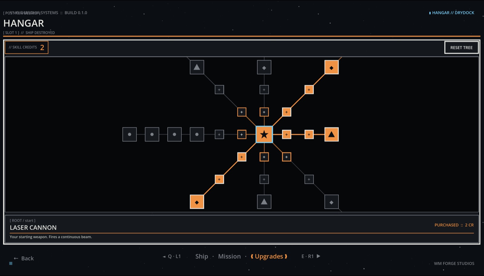 Skill tree upgrade screen