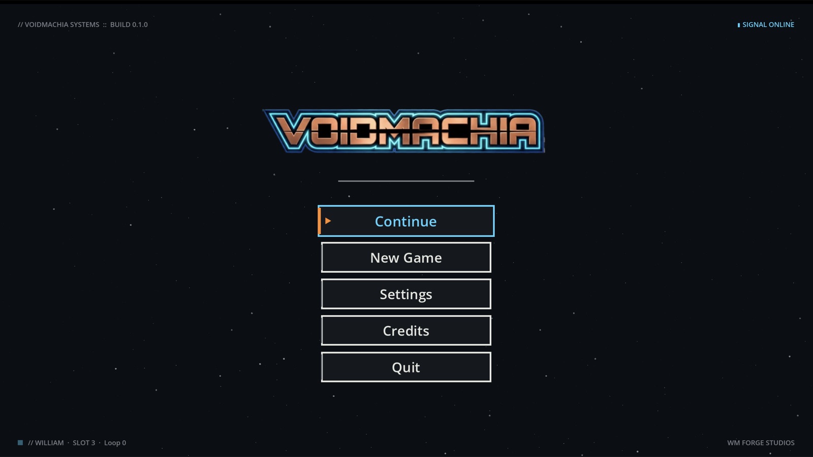Voidmachia title screen